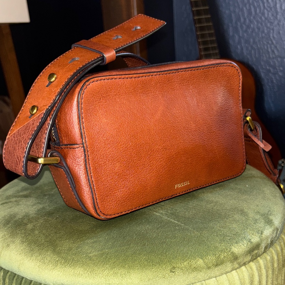 Brown Leather Fossil Crossbody Bag